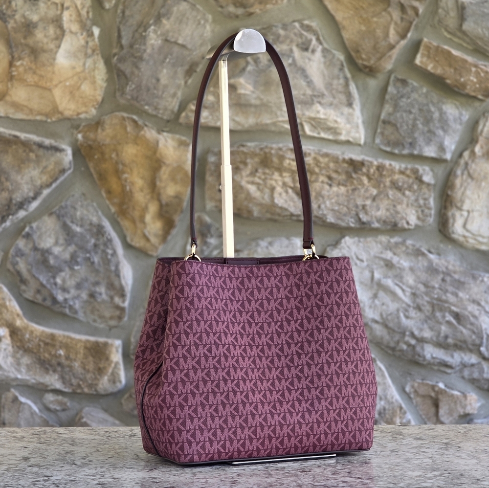 Michael Kors Pratt Medium Logo Center Stripe Shoulder Bag - Picture 3 of 10